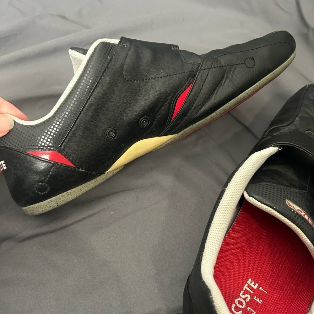 Lacoste Protect CRT low-top sneaker black red leather velcro closure Size 11.5 - Picture 10 of 10